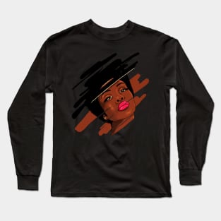 Beautiful Melanin, Afro African Woman with a brushstroke Long Sleeve T-Shirt